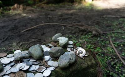 硬币和鹅卵石
